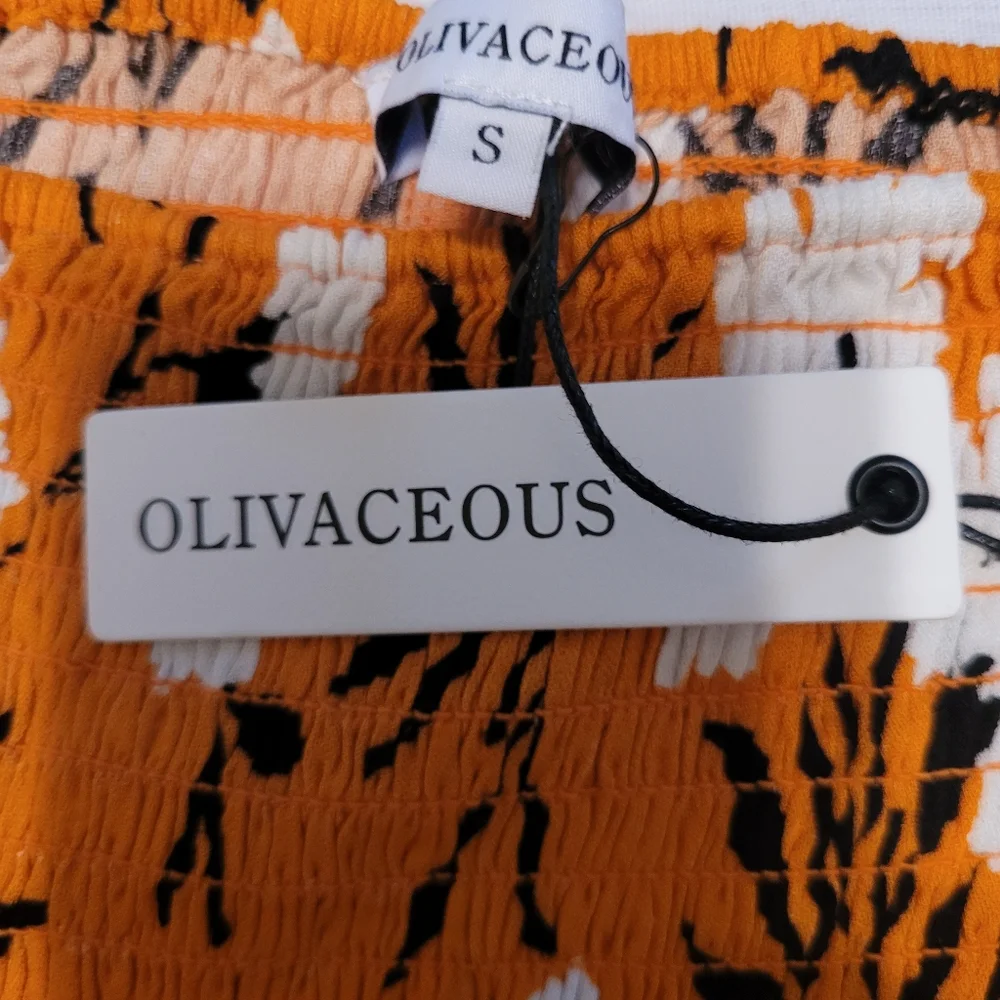 Olivaceous Floral Print Smocked Waist Tiered Ruffle Mini Skirt Size S, NWT